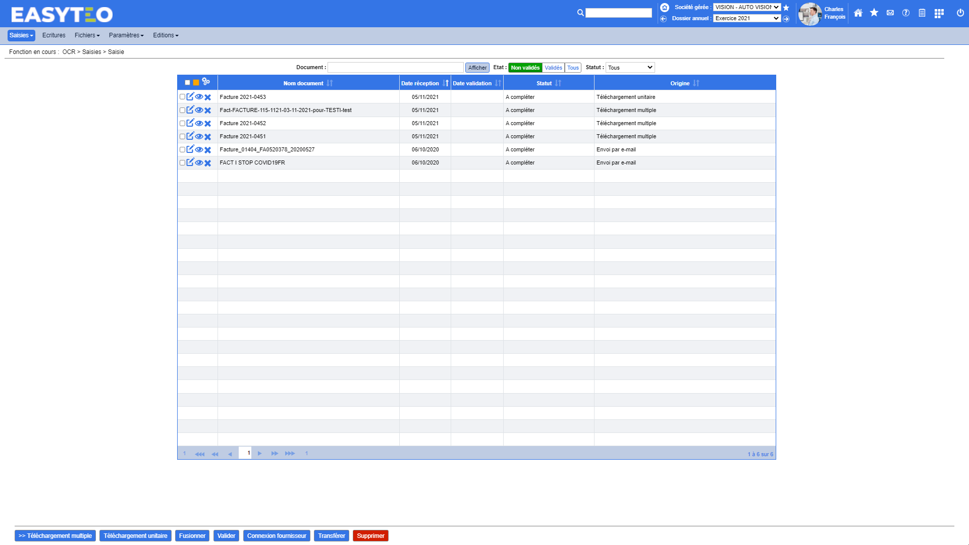 Liste des documents a oceriser avec 5 methodes dimport  telechargement unitaire ou multiple envoi demail connexion fournisseur et application mobile